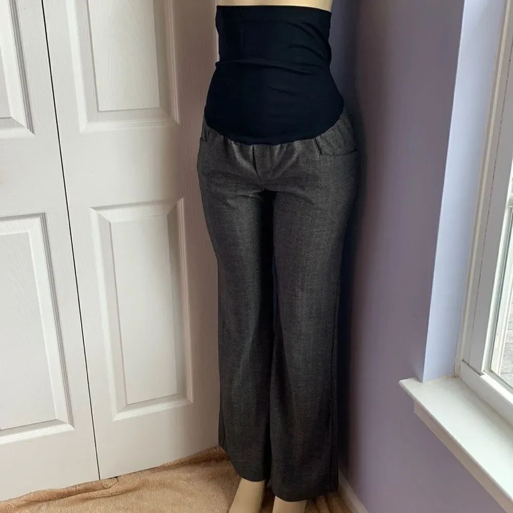 Liz Lange Maternity Full Panel Dress Pants Gray/ Black 6